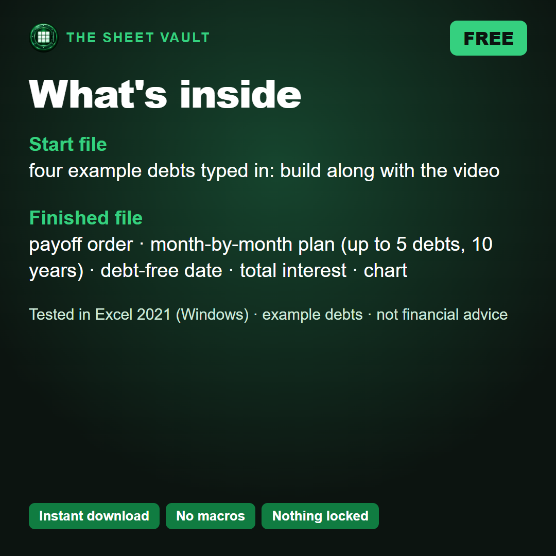 Debt Snowball Practice Kit: See Your Debt-Free Date in Excel, picture 3